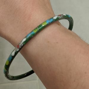 ❤️3/$25 VTG Cloissone Bangle Floral Enamel